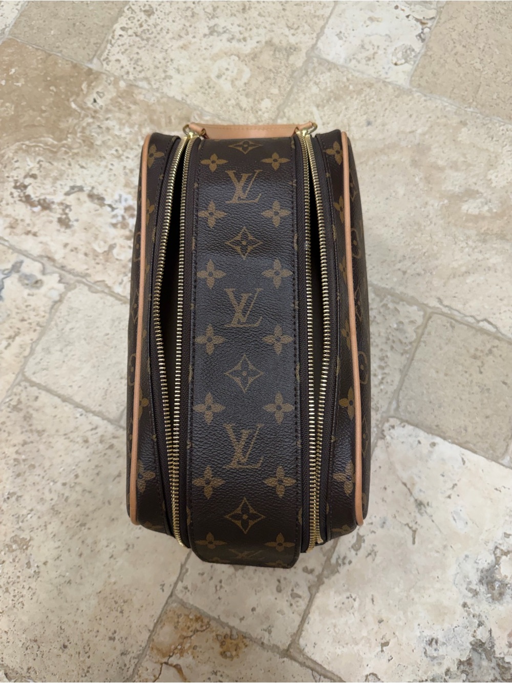 Louis Vuitton Monogram Canvas Double-Zip Toiletry Case with Vachetta Trim